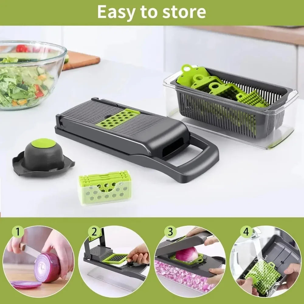 Multi-Blade Vegetable Chopper & Mandoline Slicer Set